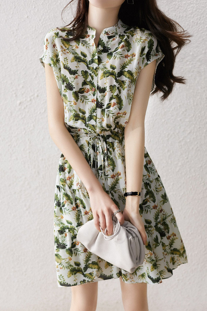 Botanical Summer Chiffon Dress