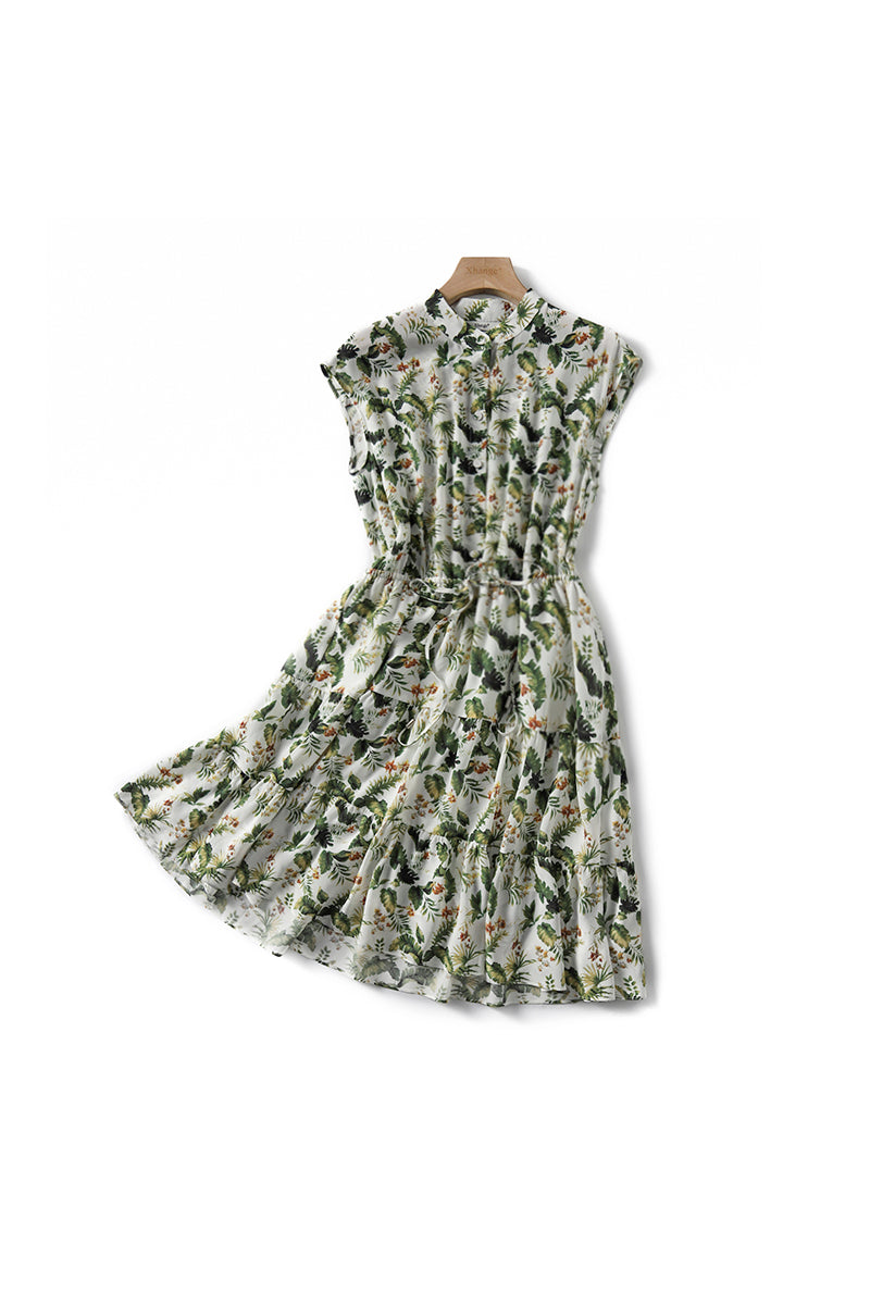 Botanical Summer Chiffon Dress