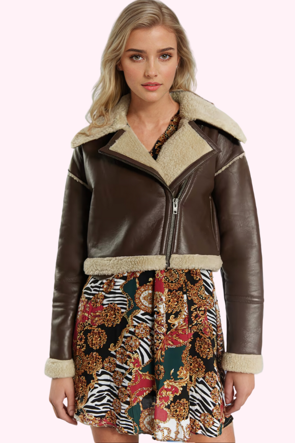 Aura | Crop Jacket Leather - Brown