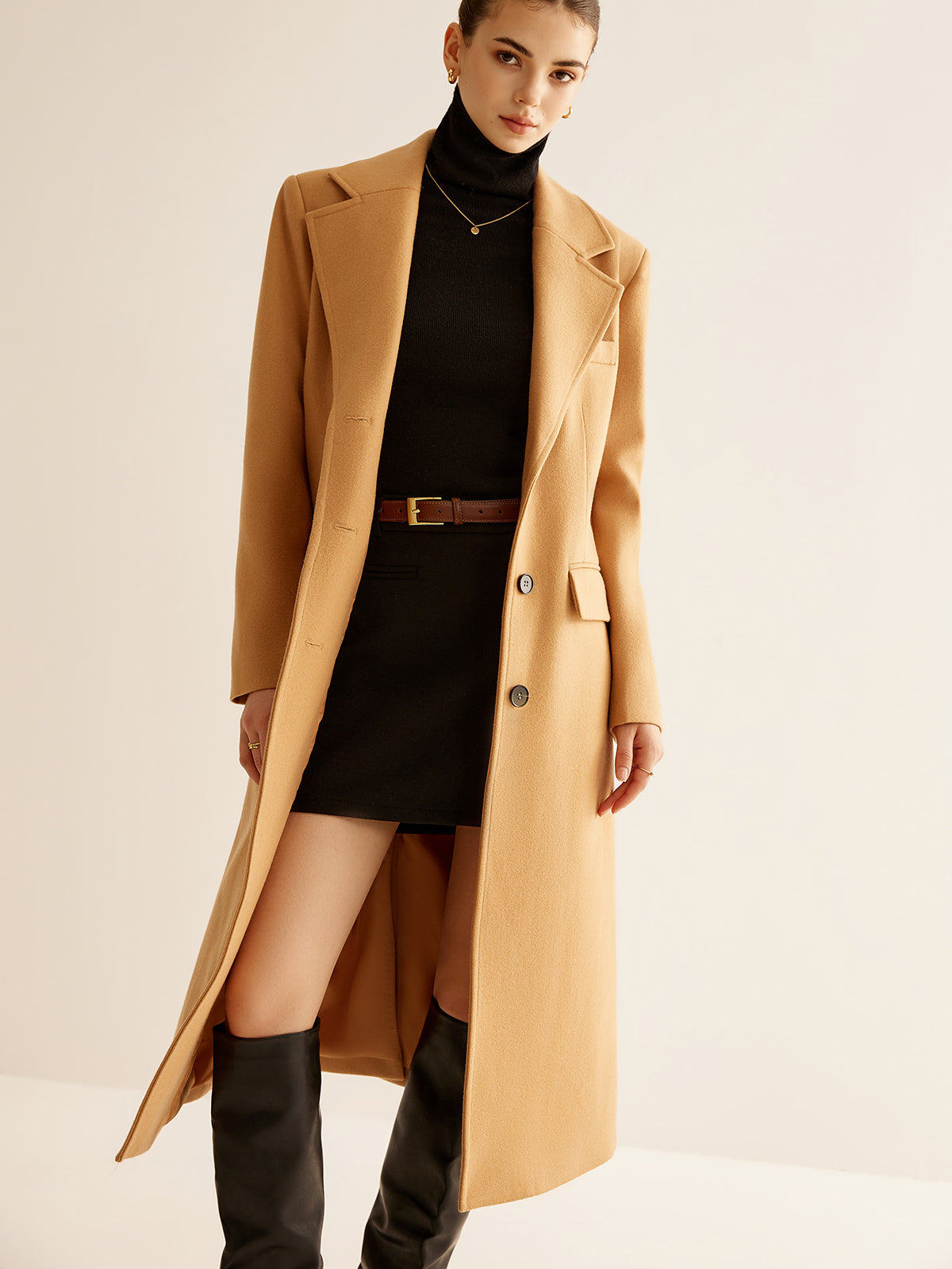 Minimalist Wool-Blend Long Coat