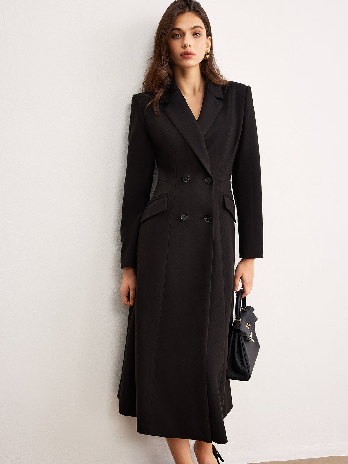 Button Lapel Long Blazer