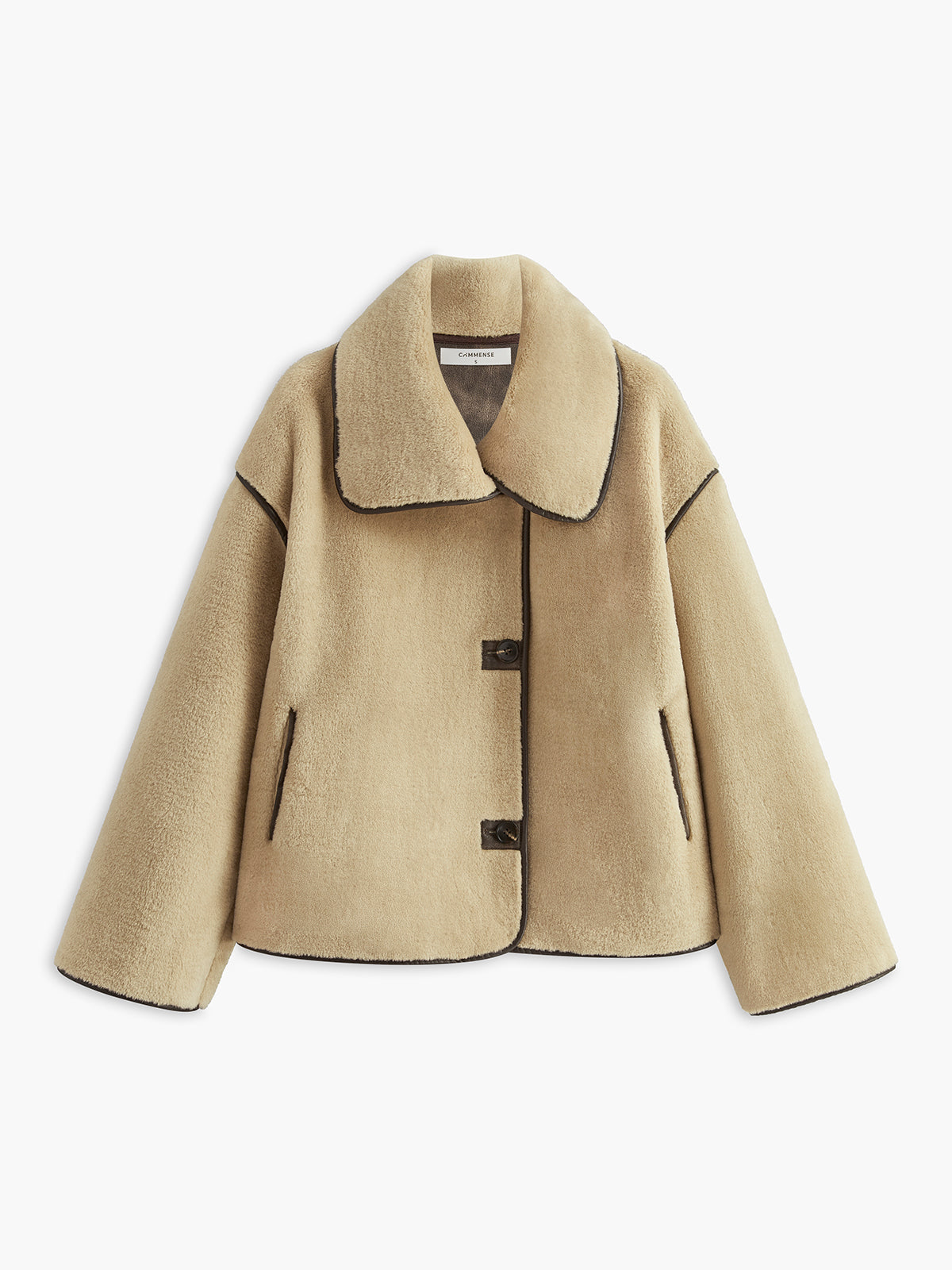 Contrast Piping Shift Minky Coat