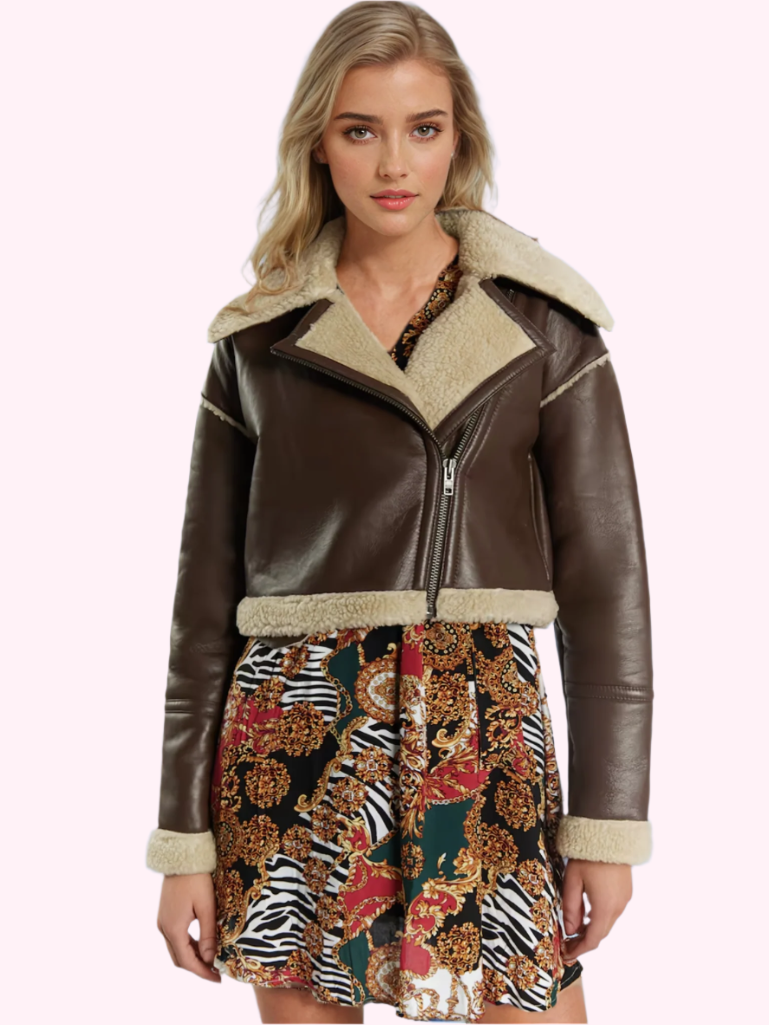 Aura | Crop Jacket Leather - Brown