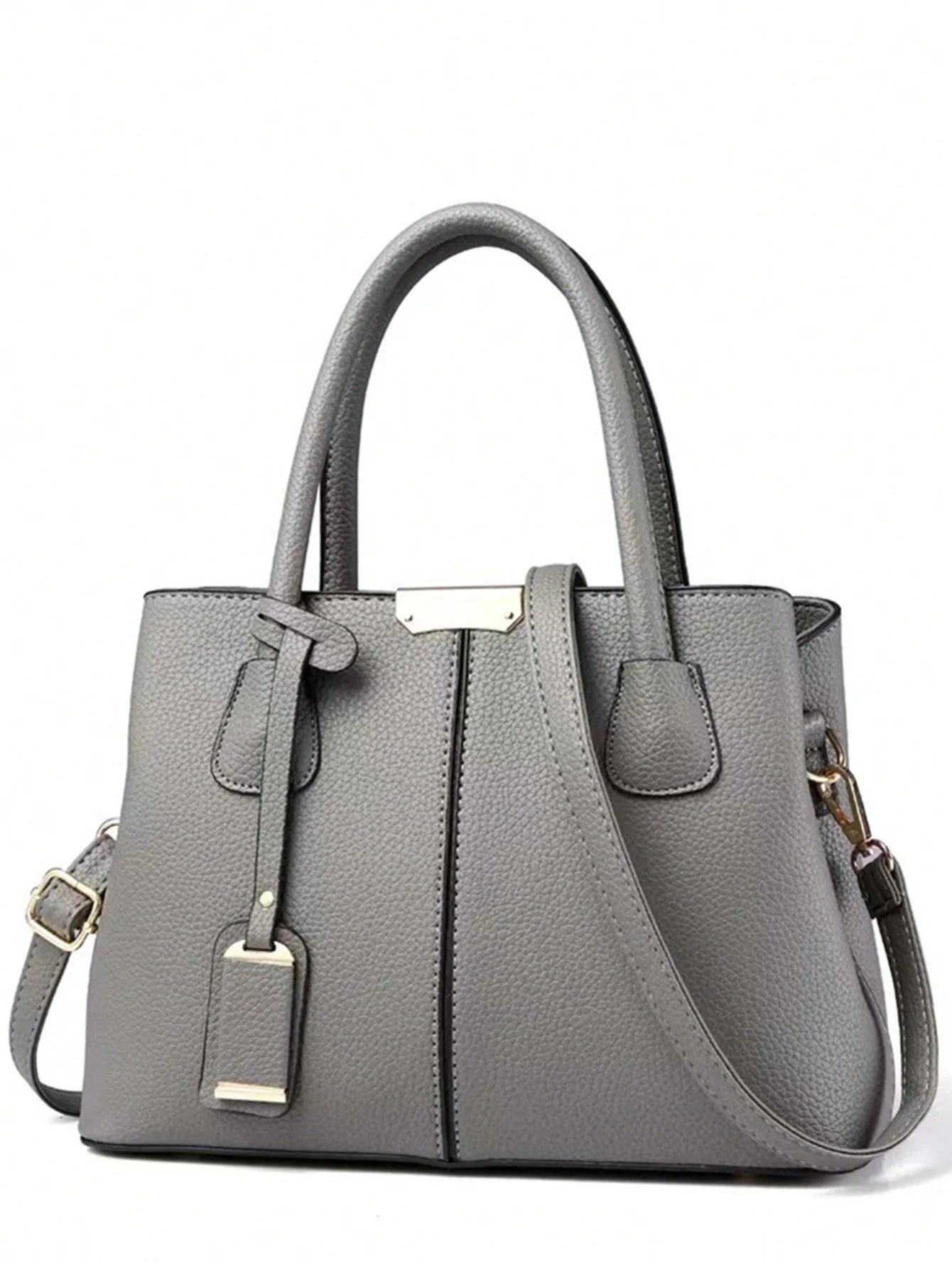 Borsa trapuntata in eco pelle grigia - borsa strutturata versatile ufficio viaggio
