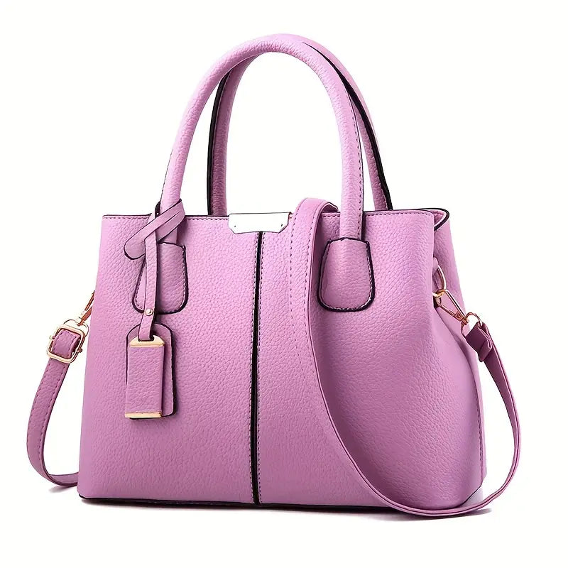 Borsa trapuntata in eco pelle viola - shopper sofisticata ampia per lavoro e viaggio